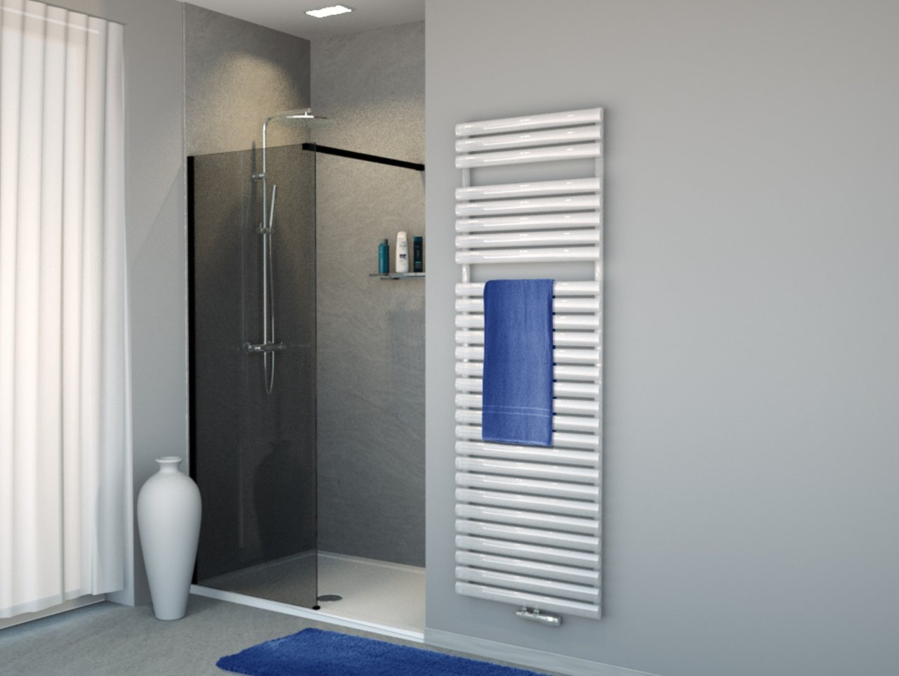 Balmani Modular Nischendusche 80 x 200 cm, Rauchglas , Profil schwarz matt