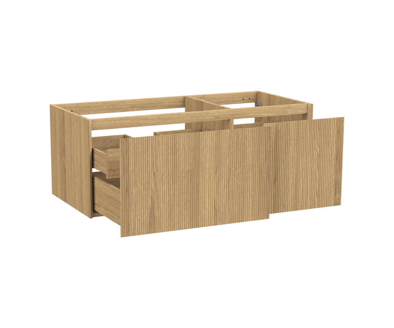 Balmani Fila by Mitra meuble sous-vasque suspendu 120 x 55 cm asymétrique à gauche plaqué chêne naturel 4 tiroirs