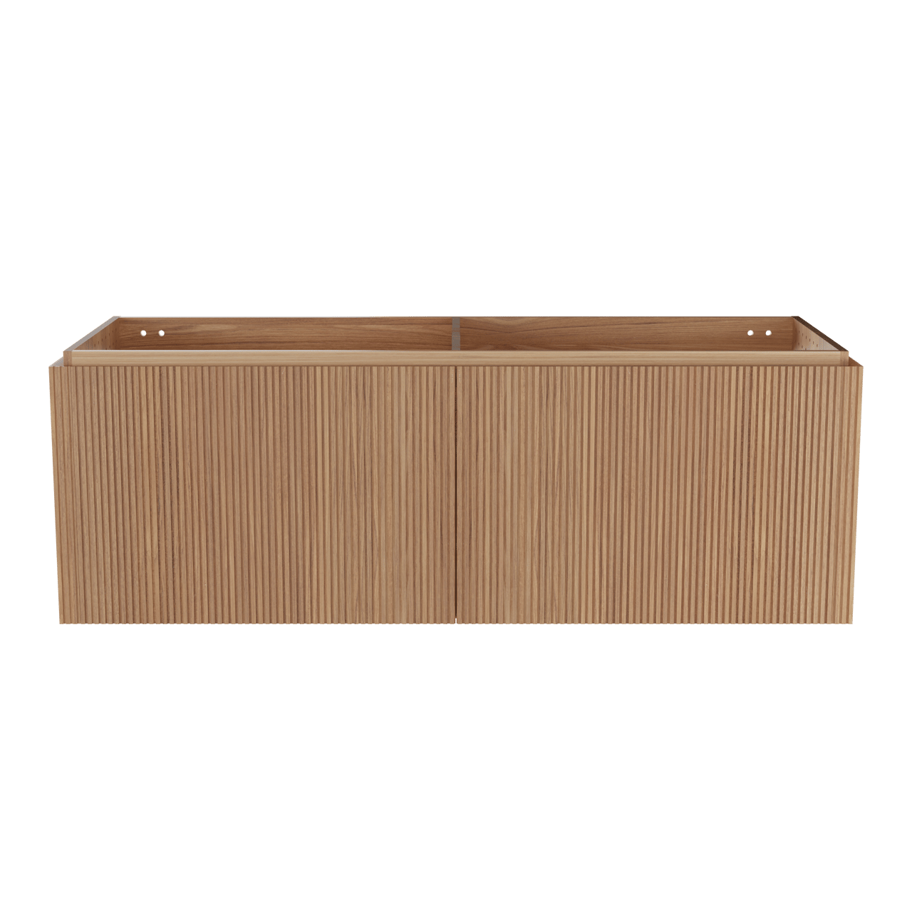 Balmani Eclips zwevende wastafelonderkast 150 x 55 cm Teakhout 4 lades vert. sym. Groef