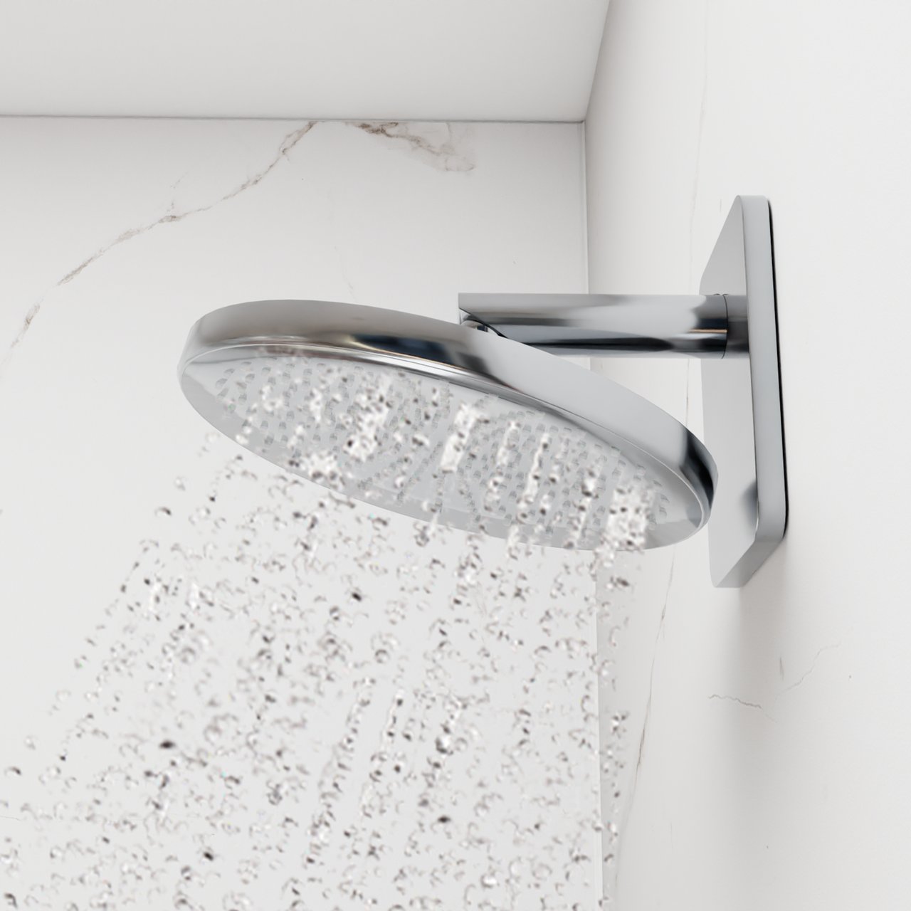 Blaufoss Onos 250 Duschkopf 25 cm, Wandmontage, mit Brausearm, Chrom