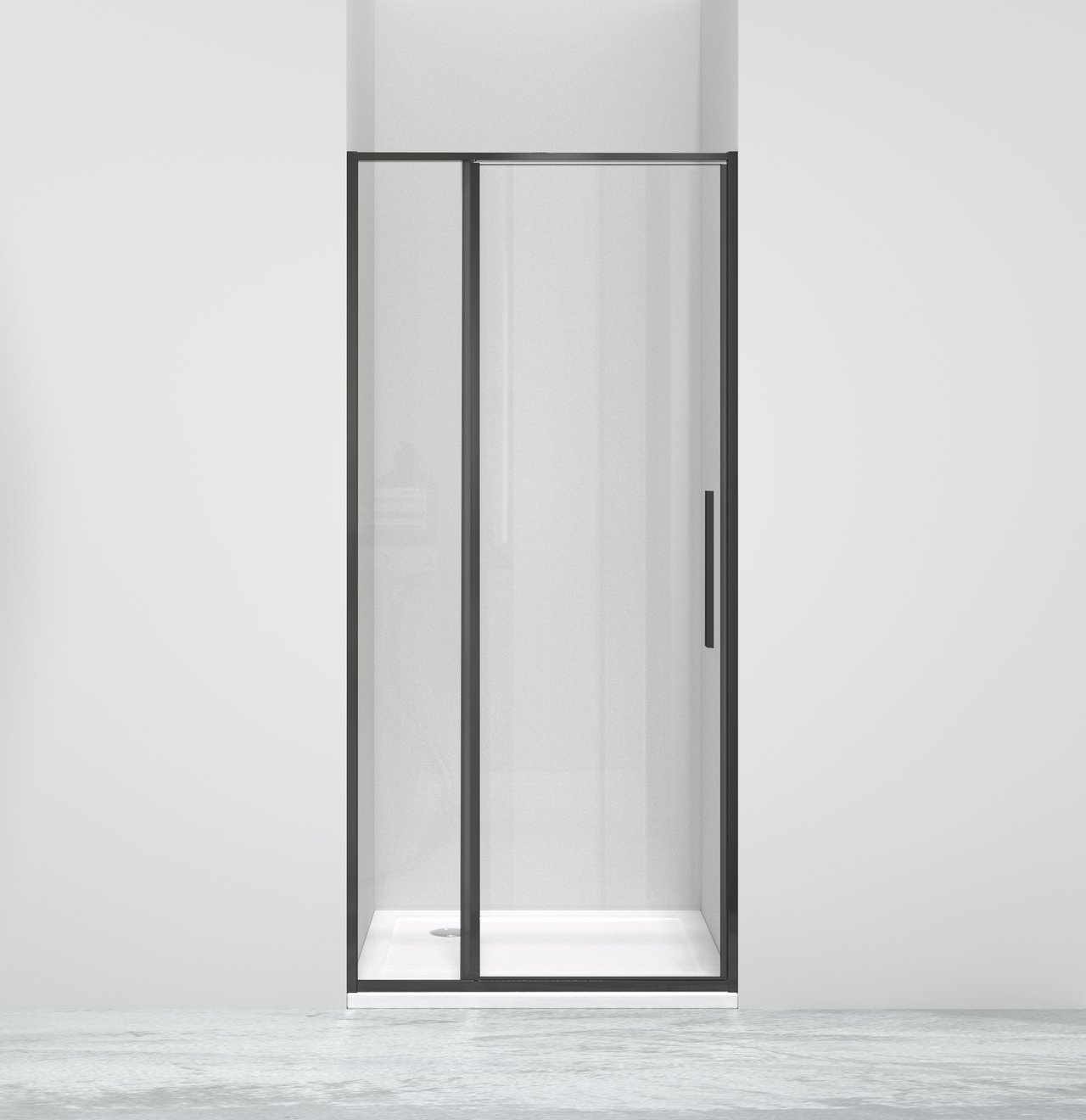Luca Varess Morano porte pivotante 90 x 190 cm verre transparent profil noir mat