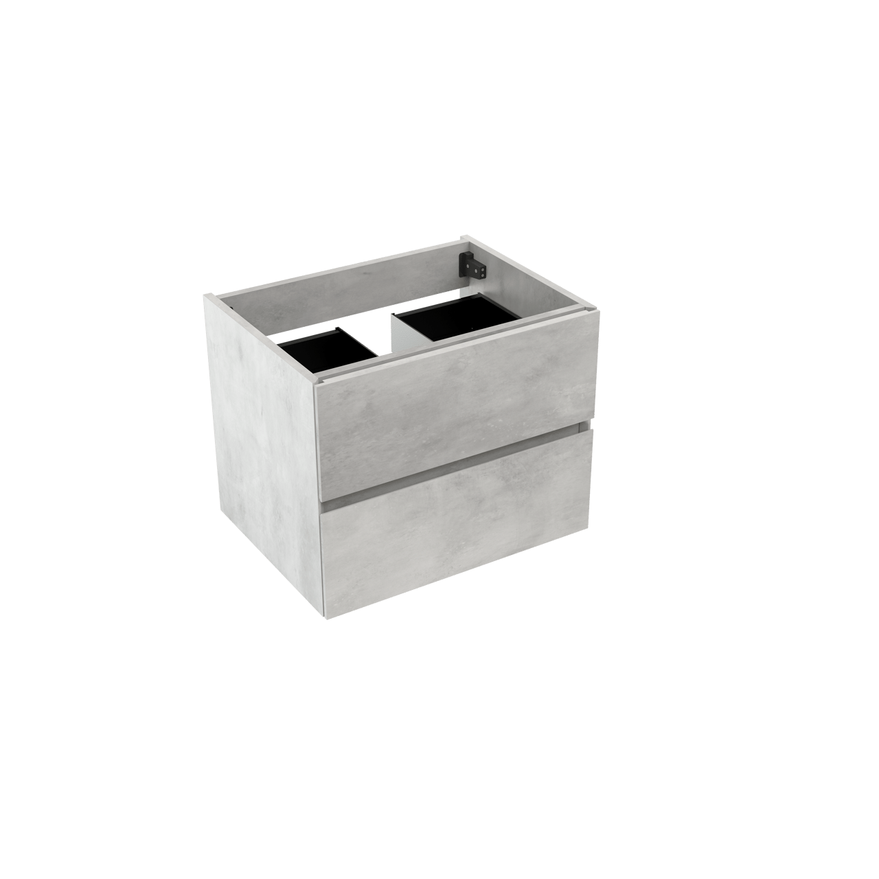 Storke Edge hängender Bad-Unterschrank, 60 x 46 cm, Beton silbergrau, 2 Schubladen