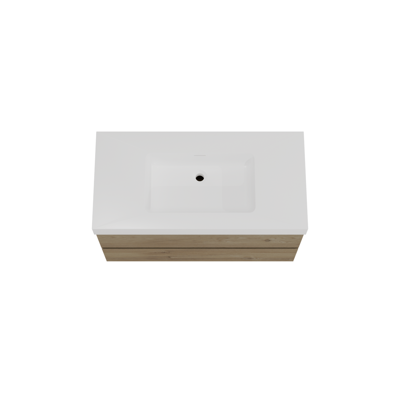 Storke Edge zwevend badmeubel 105 x 52 cm ruw eiken met Mata High enkele wastafel in solid surface mat wit