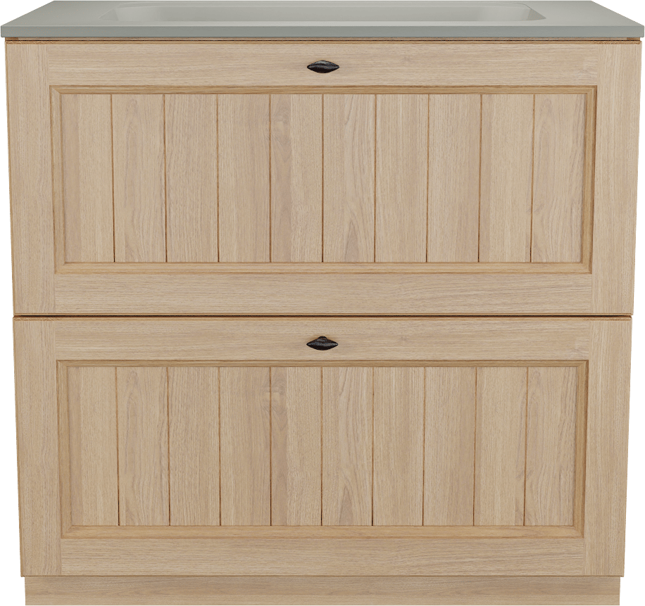 Balmani Lemon meuble salle de bains à poser 90 x 55 cm, placage chêne naturel avec Tablo Strada plan simple en soie grise