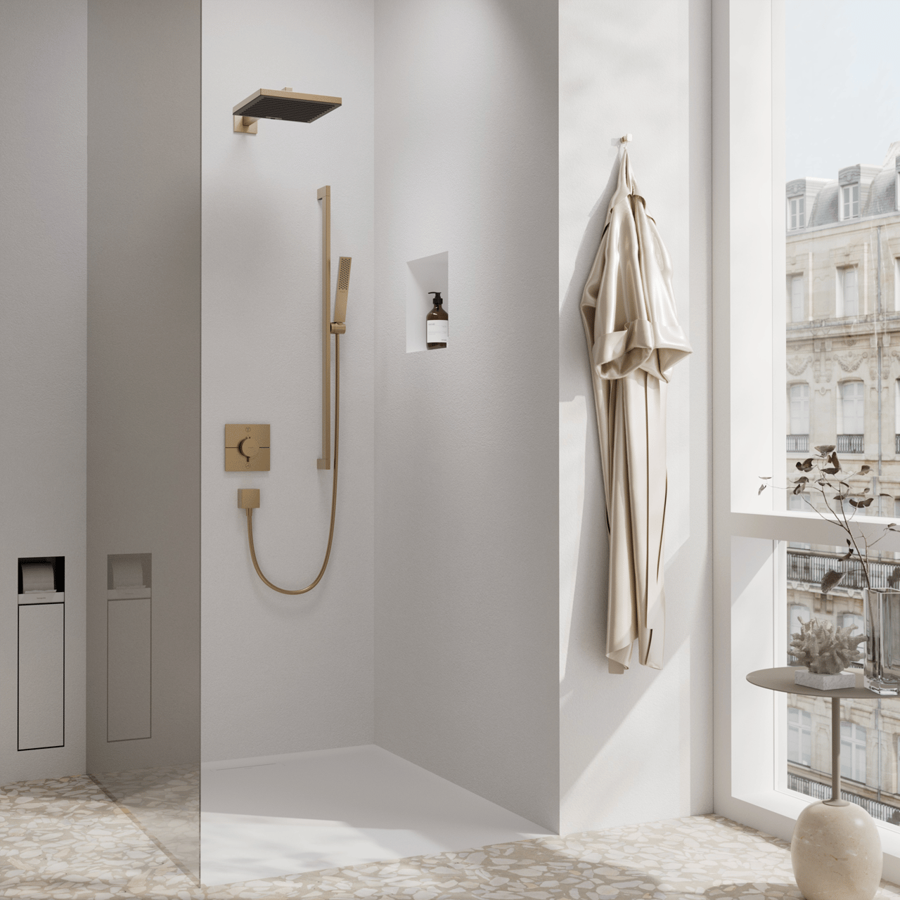 Hansgrohe Showerselect Comfort E thermostat de douche encastré 2 évacuations Brushed Bronze