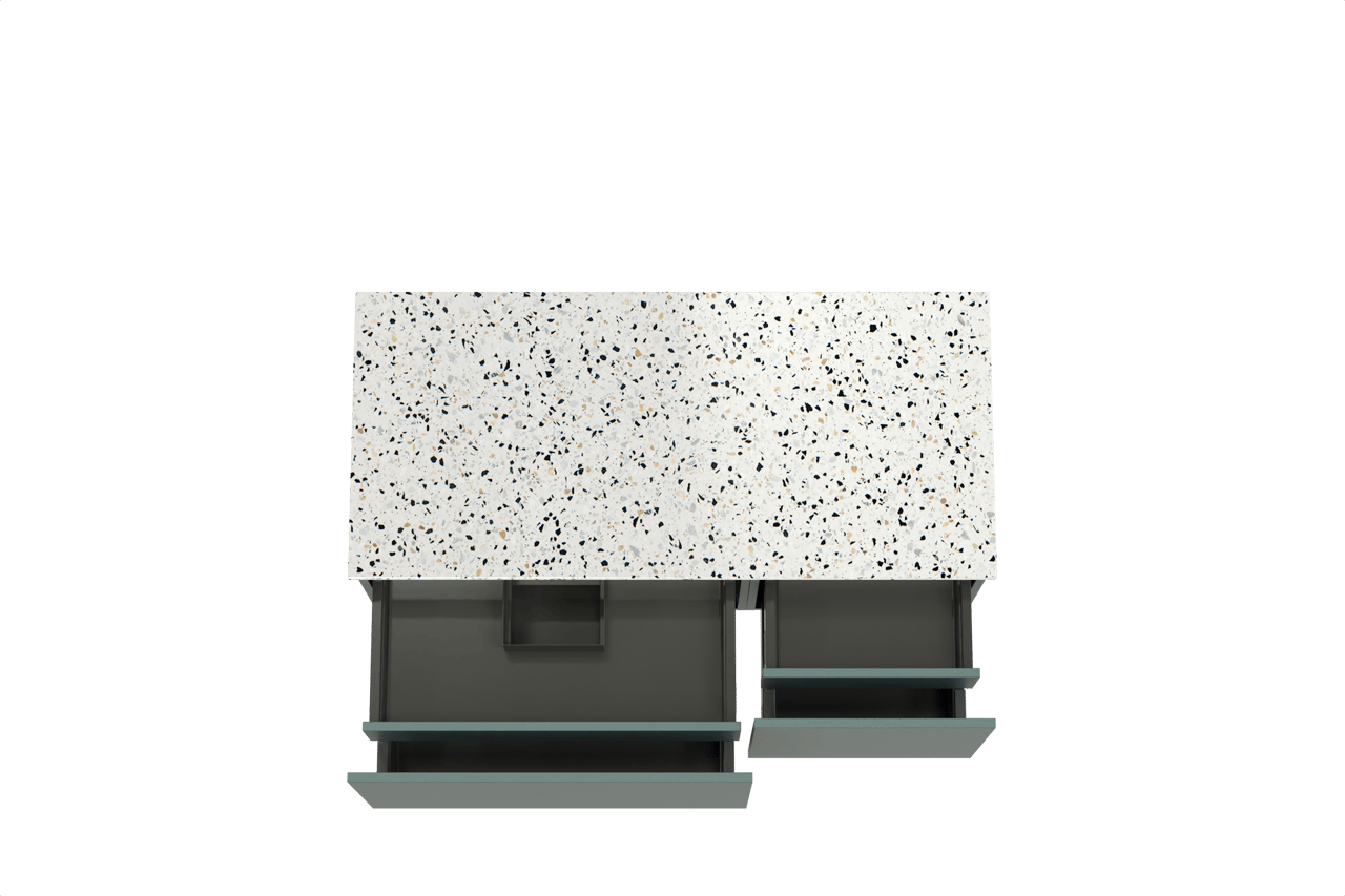 Balmani Sfera by Lucida meuble salle de bains suspendu 120 x 55 cm forest avec Stretto tablette simple ou double en blanc/noir mat terrazzo