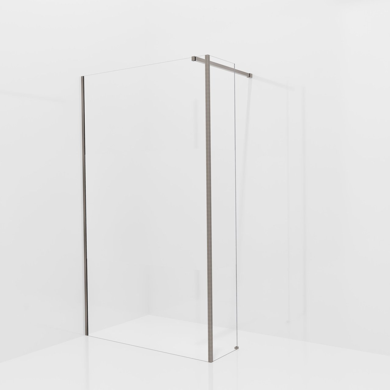 Balmani Modular douche à l'italienne avec paroi latérale fixe: 120 x 200 cm, Verre transparent avec bande mate, Profil Brushed GunMetal