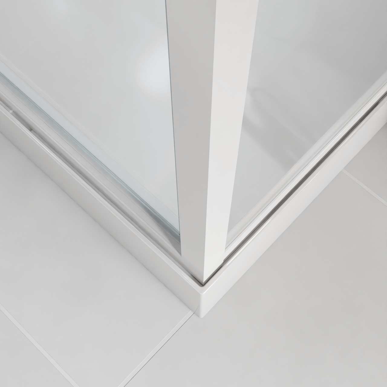 Luca Varess Talan douchecabine met draaideuren 90 x 90 cm helder glas met mat gestreepte strook glanzend wit profiel