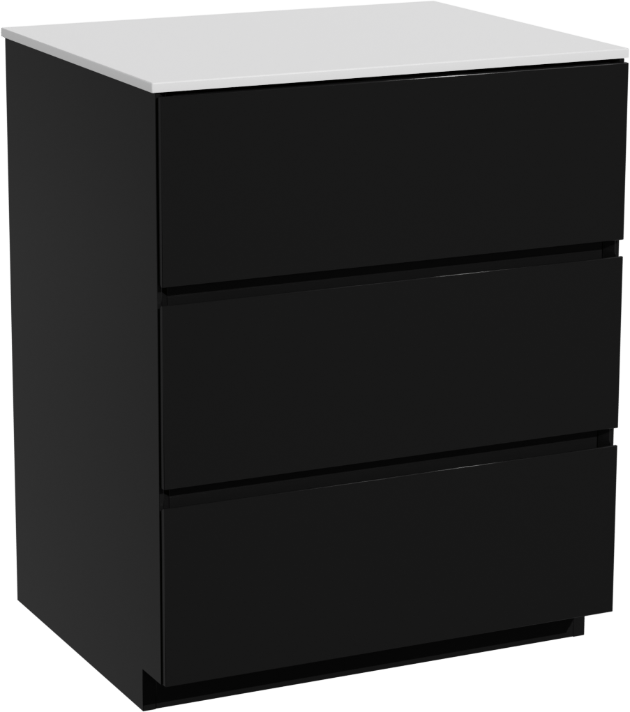 Storke Edge staand badmeubel 65 x 52 cm mat zwart met Tavola enkel wastafelblad in solid surface mat wit