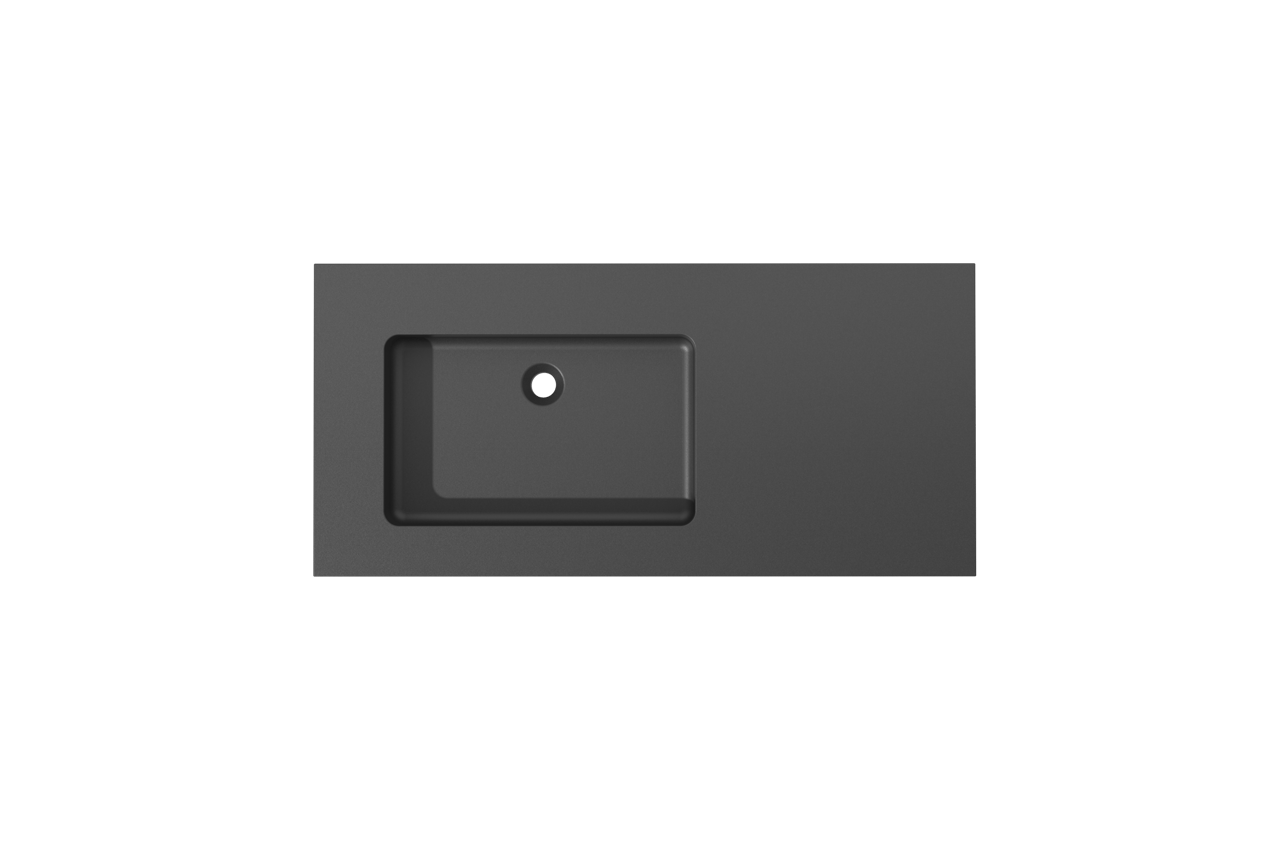 Storke Scuro asymmetrisch linkse wastafel mat kwarts 110 x 52 cm combinatie kast 35 cm