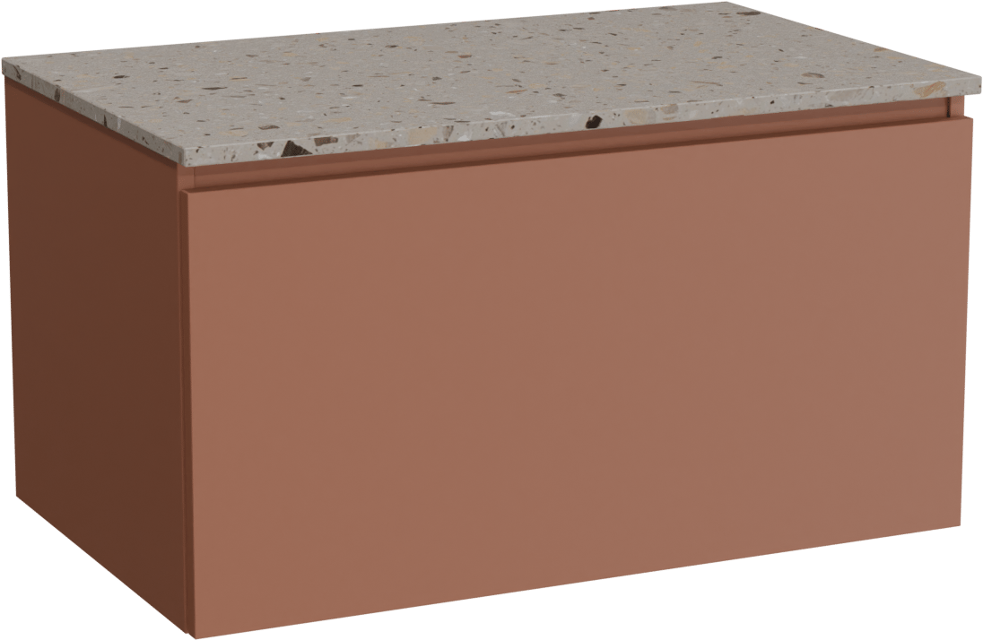Balmani Sfera by Lucida zwevend badkamermeubel 90 x 55 cm cotto met Stretto enkel tablet in terrazzo greige terrazzo