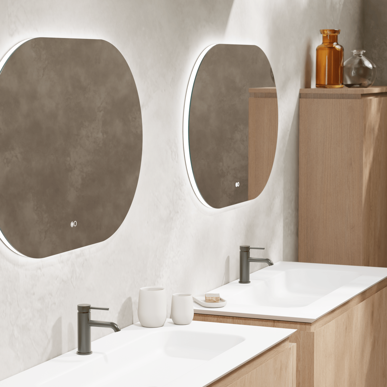 Balmani Cloud Touch oval Badezimmerspiegel 100 x 65 cm mit Spiegelbeleuchtung und Anti-Beschlag Spiegelheizung