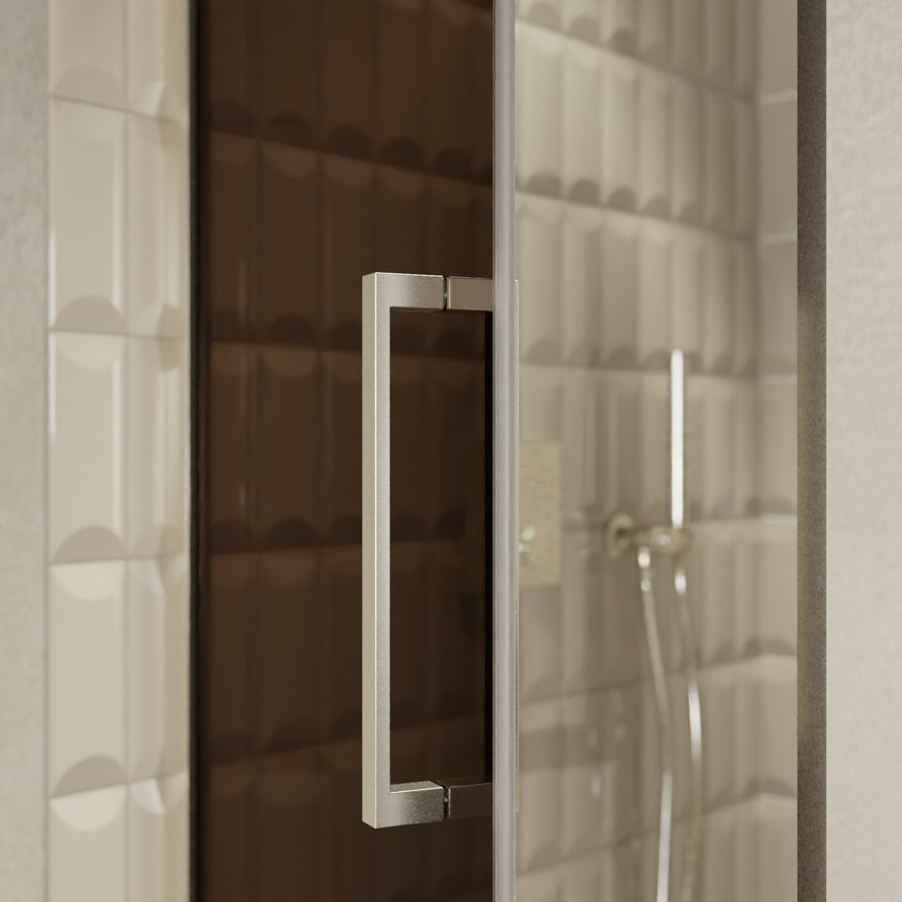 Balmani Senses Design douche draaideur links 90 cm x 210 cm Brons glas, Brushed CoolMetal profielen, met coating