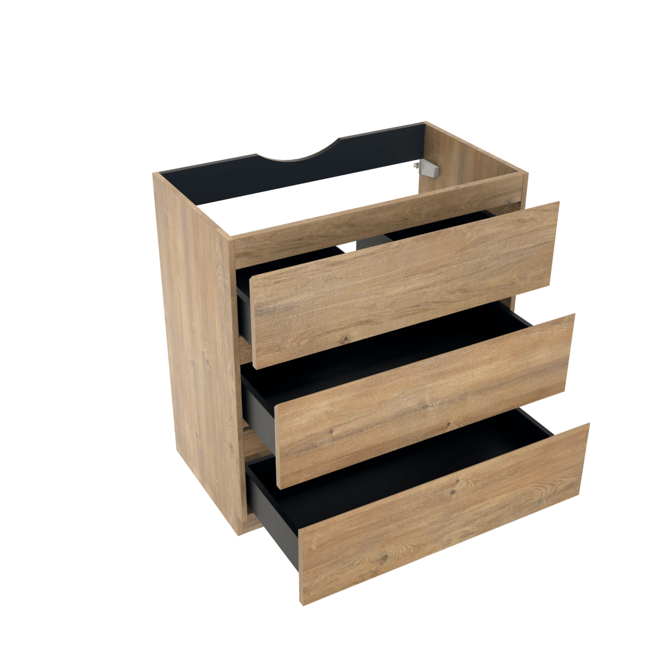 Linie Lado meuble sous-lavabo a poser 80 x 46 cm chêne naturel 3 tiroirs