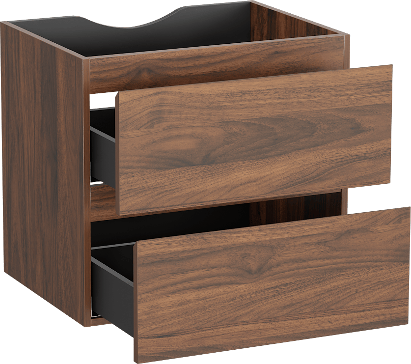 Linie Lado meuble sous-vasque suspendu 60 x 46 cm noyer 2 tiroirs