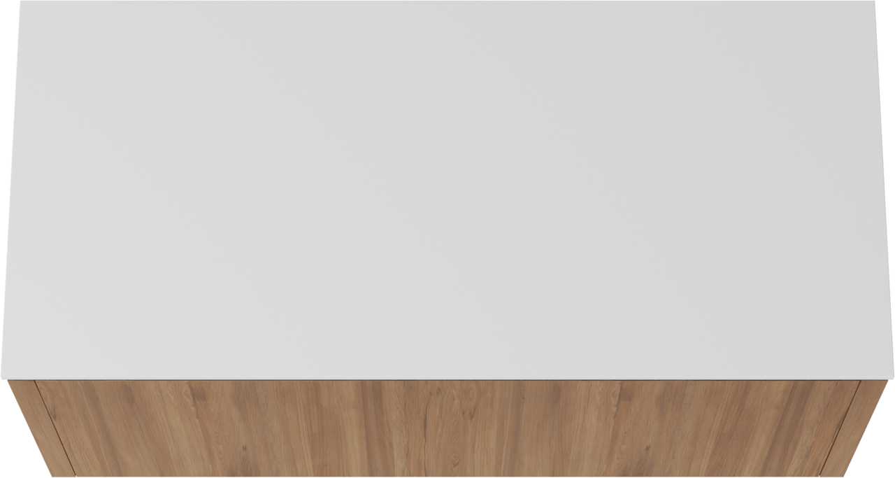 Balmani Eclips meuble salle de bains suspendu 120 x 55 cm Teck avec Stretto tablette simple ou double en Solid Surface blanc mat