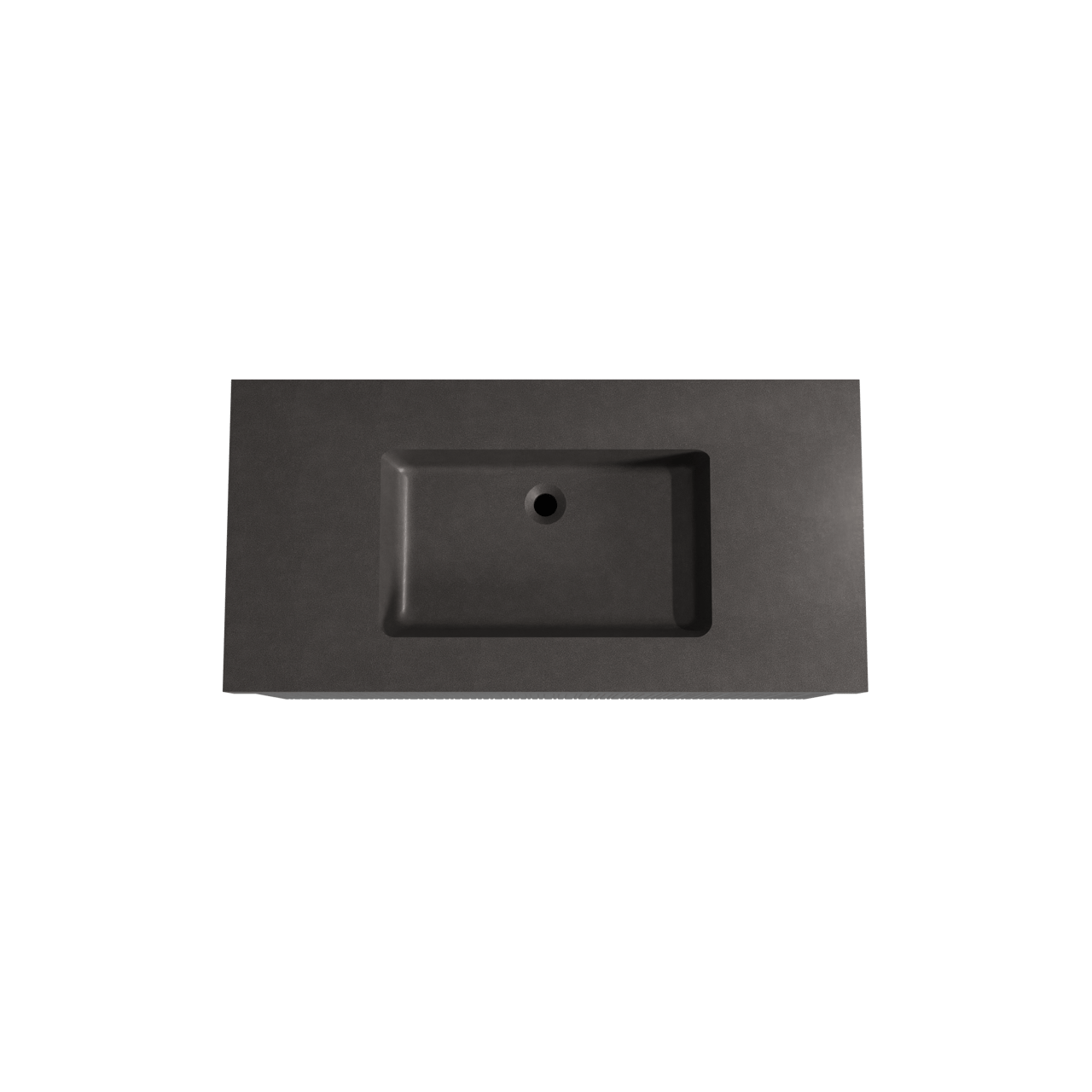 Storke Ribs zwevend badmeubel 105 x 52 cm zwart eiken met Scuro High enkele wastafel in kwarts mat zwart, Verticale asymmetrische rechte ribbel