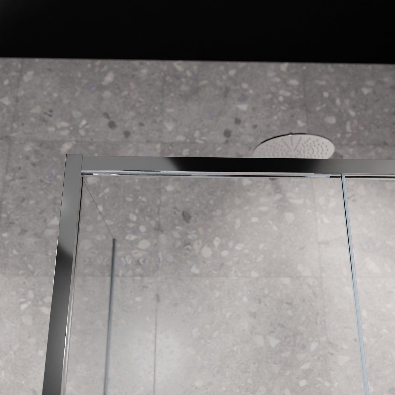Balmani Senses Design douchehoek met rechtse schuifdeur en vaste zijwand, 120 x 90 cm, Helder glas met matte strook, Glanzend chroom profielen, met coating