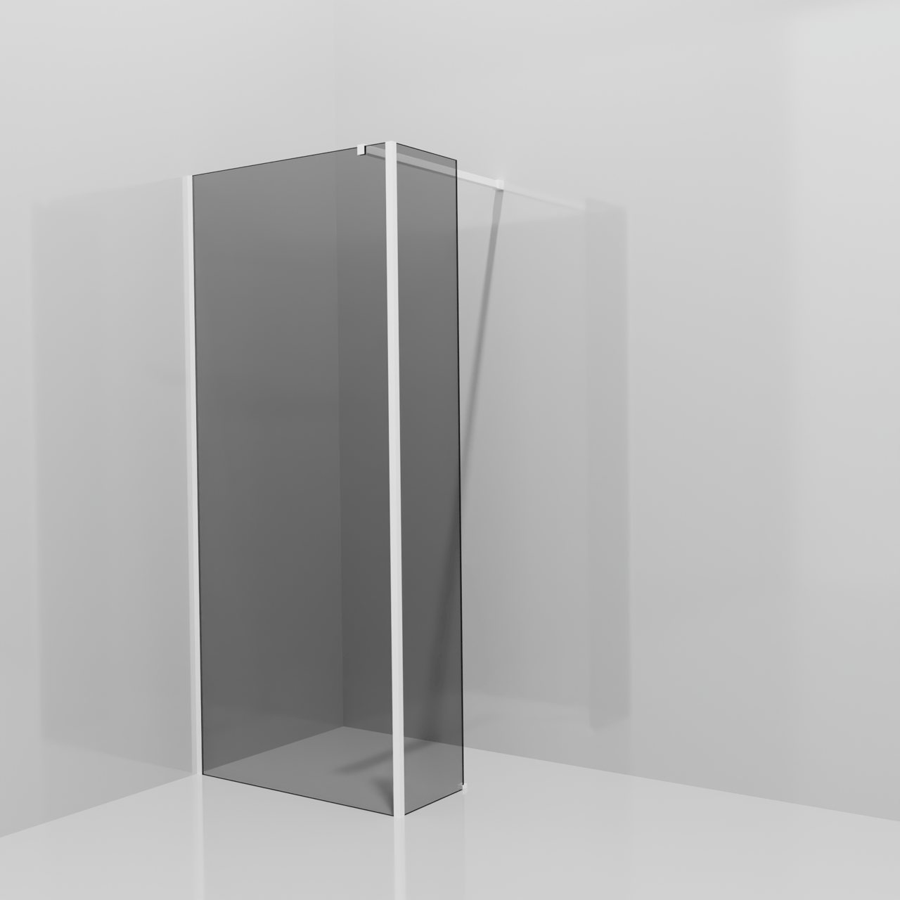 Balmani Modular Walk-In Dusche mit fester Seitenwand: 90 x 200 cm, Rauchglas, inklusive Coating, Profil Weiß matt