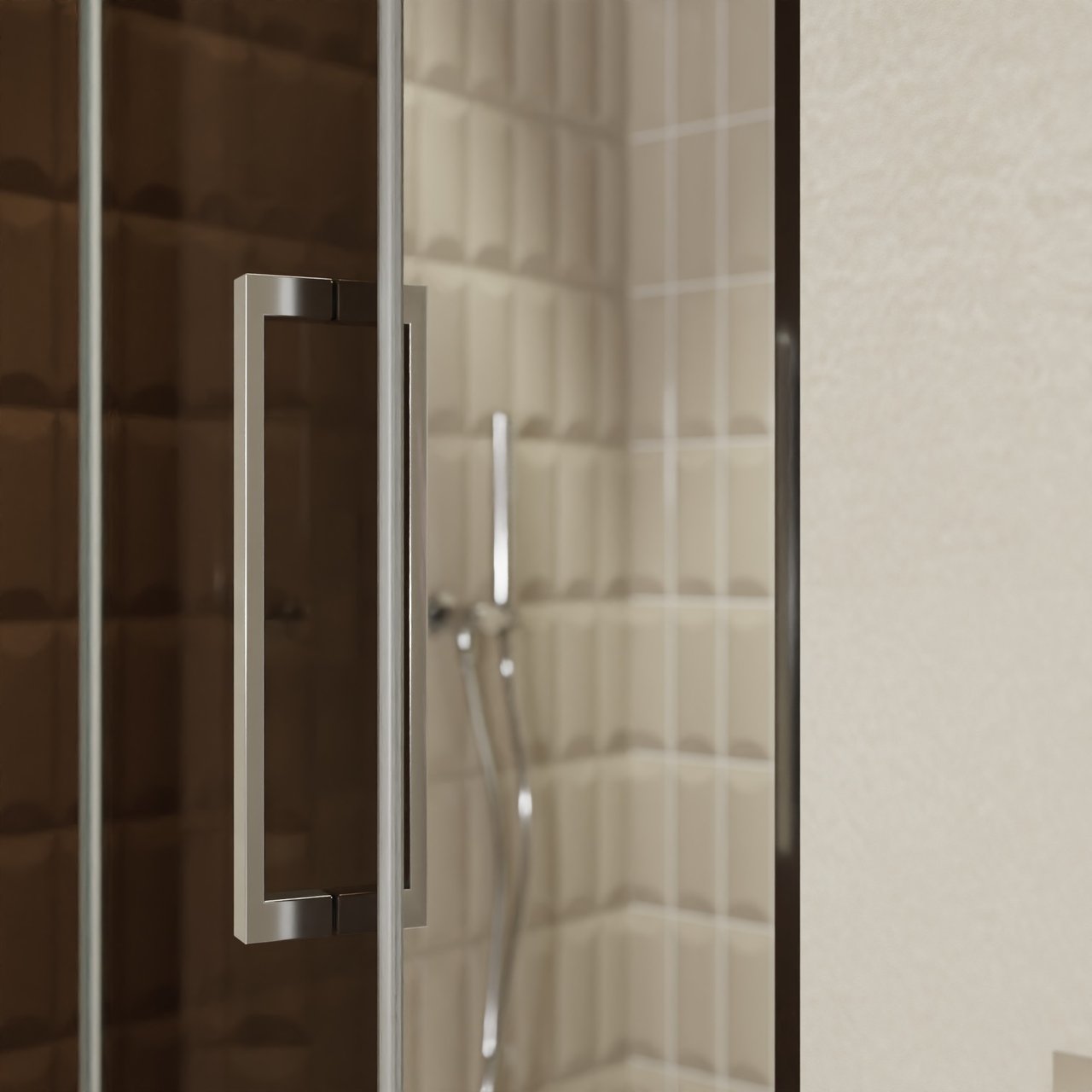 Balmani Senses Design douche draaideur links 100 cm x 210 cm Brons glas, Chroom profielen, met coating