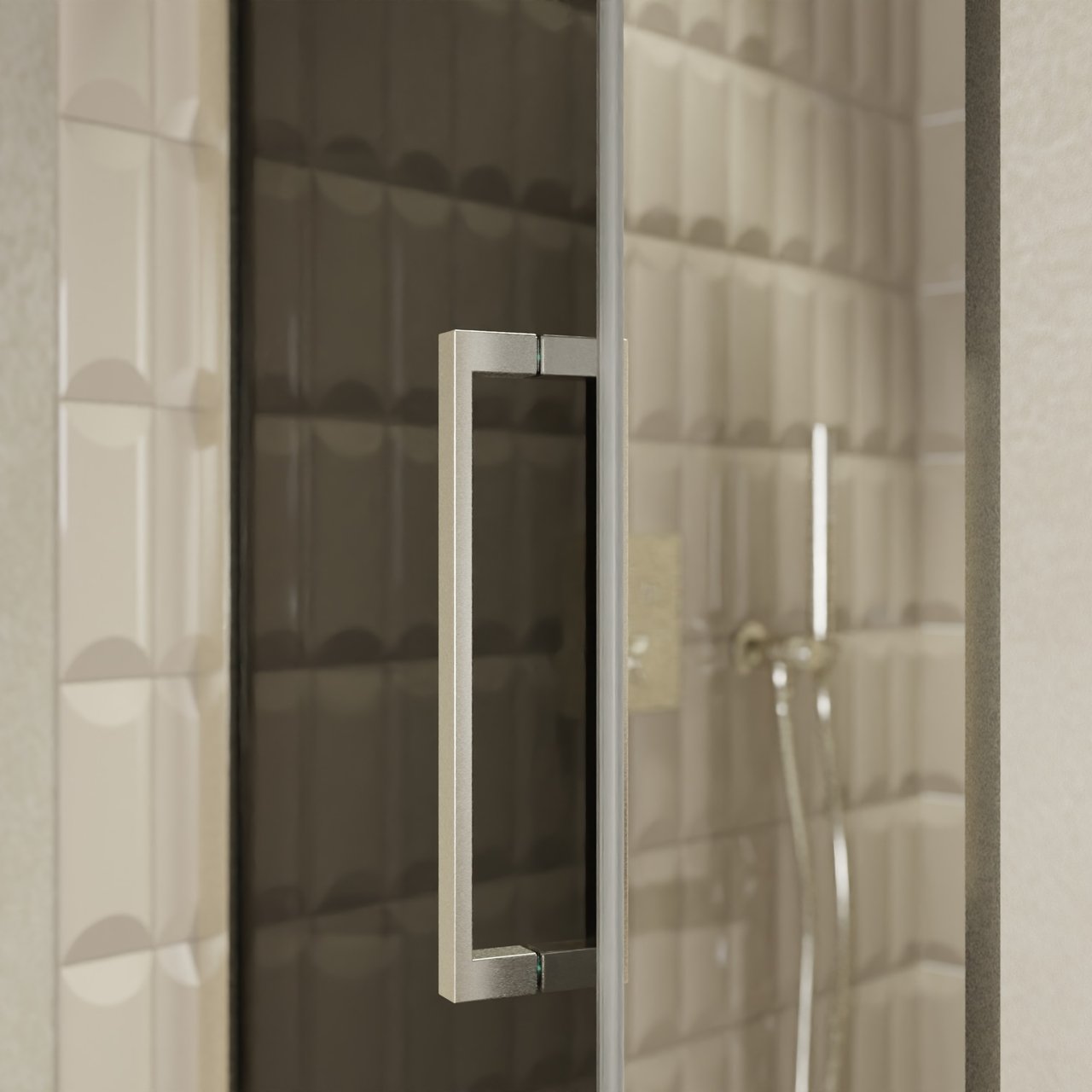 Balmani Senses Design douche draaideur links 90 cm x 210 cm Rookglas, Brushed CoolMetal profielen, met coating