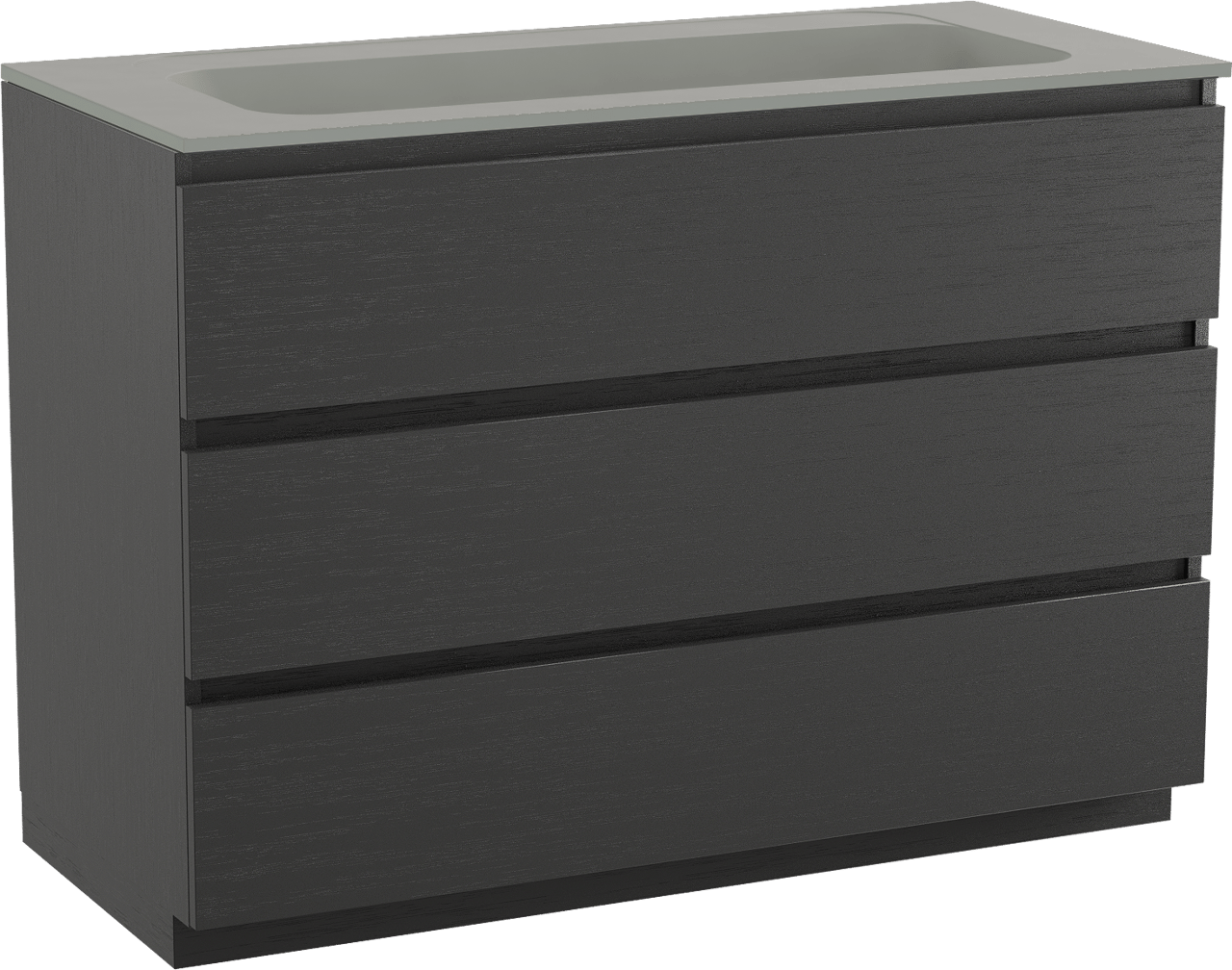 Balmani Lucida meuble salle de bains à poser 120 x 55 cm chêne noir avec Tablo Strada lavabo simple pour 2 trous de robinet en marbre composite soie grise