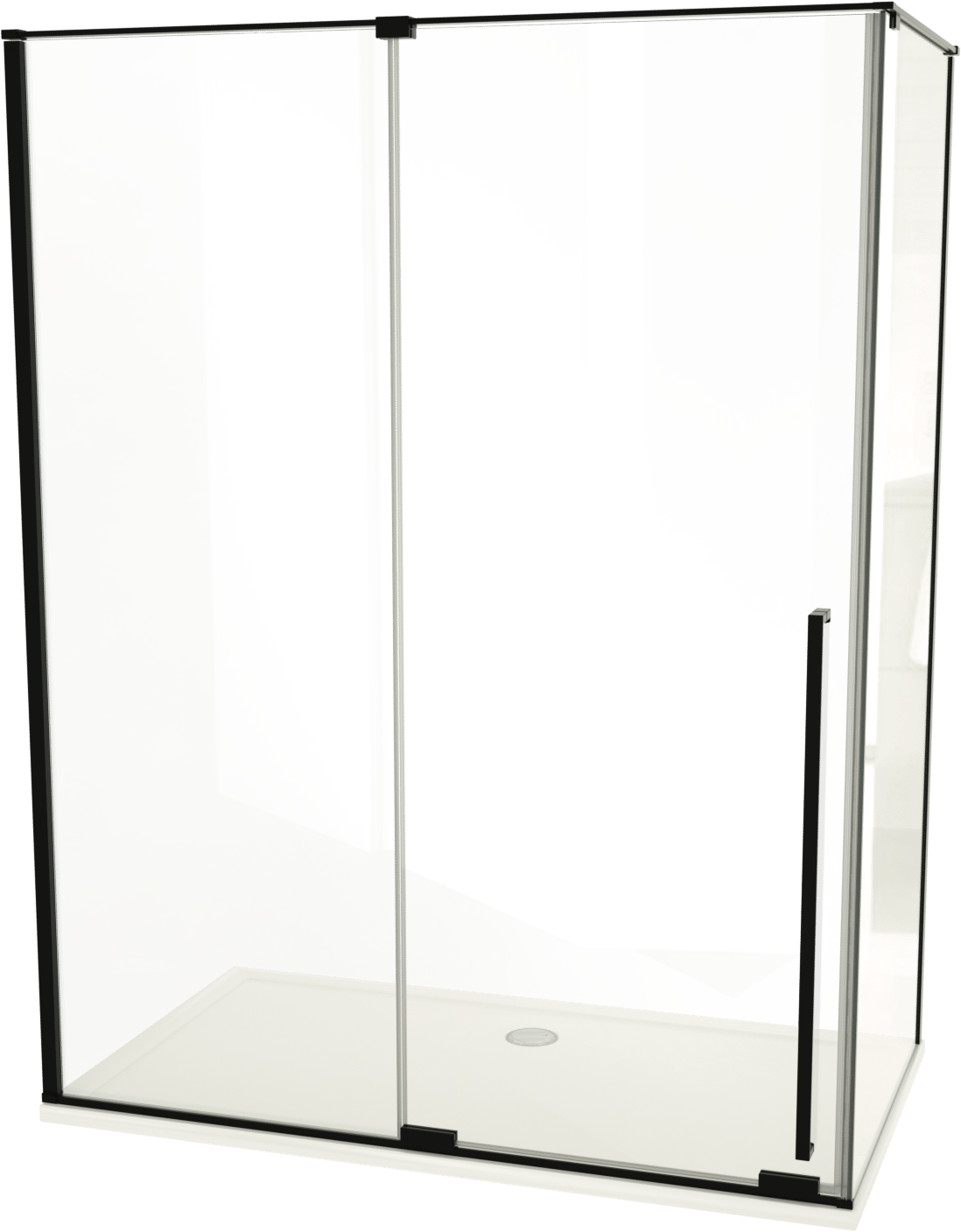 Luca Varess Stilus Eckdusche: Schiebetür, 160 x 90 cm, Klarglas, mattschwarzes Profil