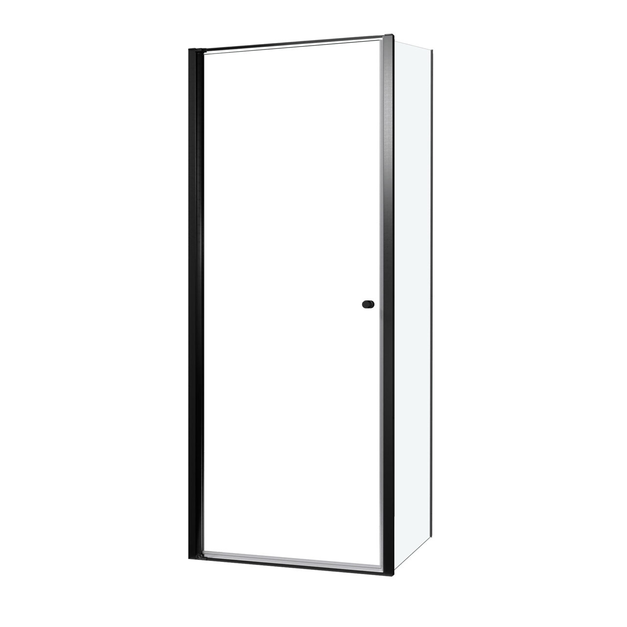 Luca Varess Kuresa coin-douche porte pivotante avec paroi latérale fixe 85 x 90 x 200 cm verre transparent et profil noir mat