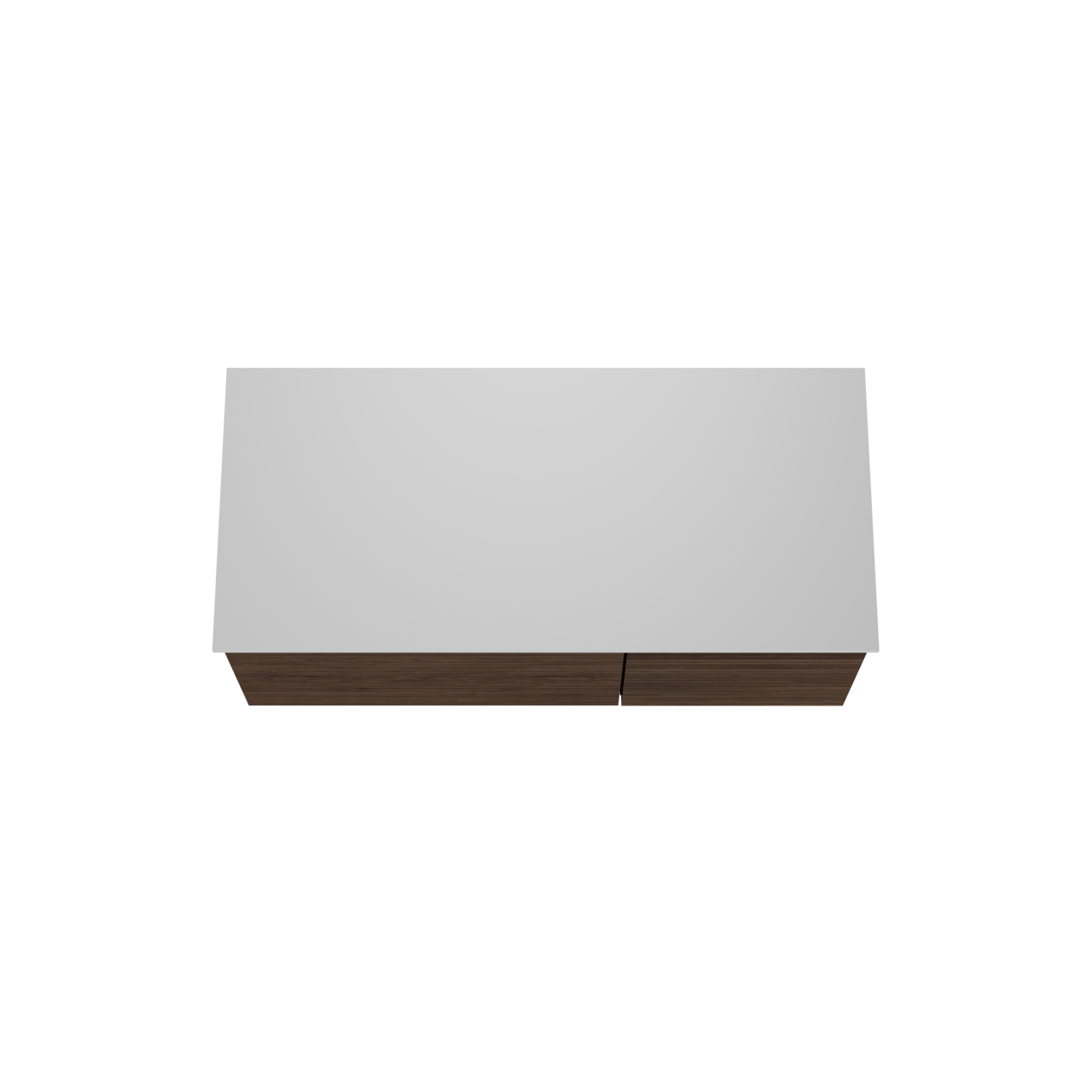 Balmani Forma zwevend badmeubel 120 x 55 cm amerikaans notenhout met Stretto enkel of dubbel wastafelblad in solid surface mat wit, Horizontale symmetrische rechte ribbel