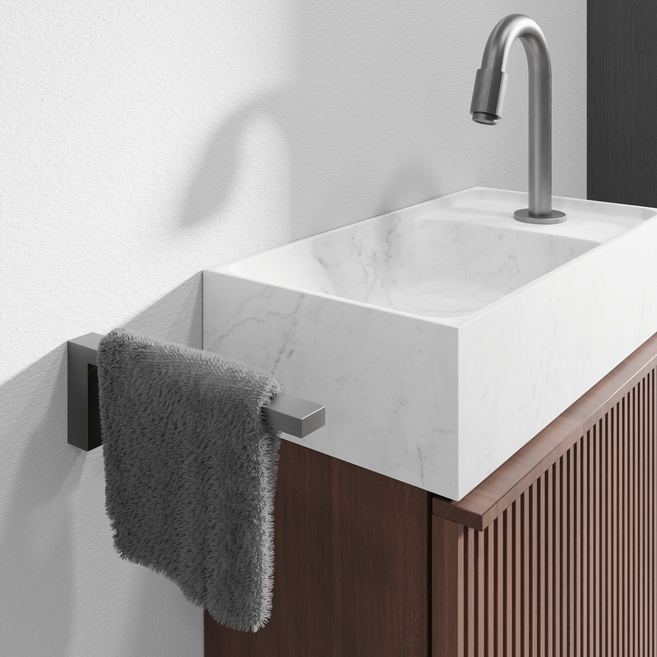 Blaufoss Noma Small Handdoekhouder Brushed Coolmetal 19cm