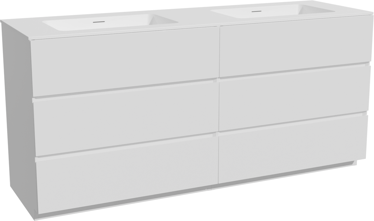 Storke Edge staand badkamermeubel 170 x 52 cm mat wit met Mata dubbele wastafel in solid surface mat wit