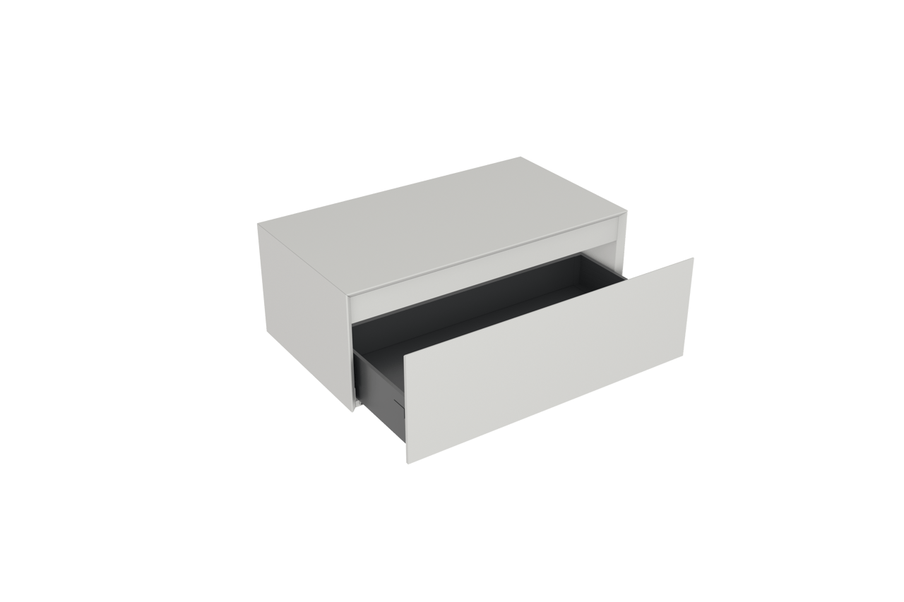 Storke Edge Modulo hängender Waschbeckenunterschrank: 85 x 48 cm, Weiß matt, 1 Schublade