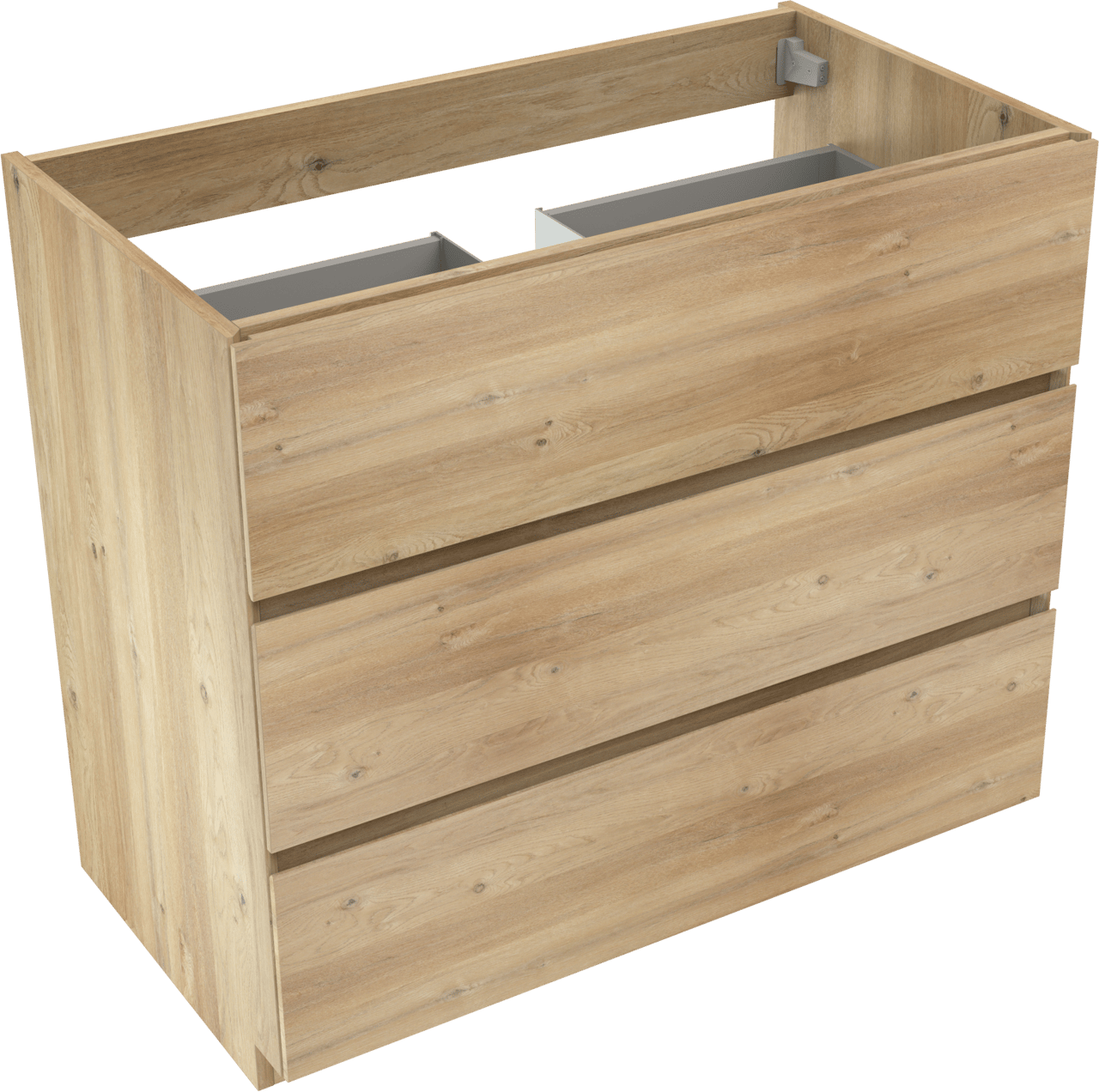 Storke Edge staande wastafelonderkast 95 x 52 cm ruwe eik 3 lades
