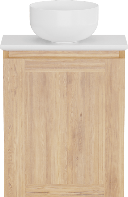 Balmani Mitra meuble wc suspendu 42 x 21 cm teck avec Facetta tablette et Bowl vasque à poser en Solid Surface mat