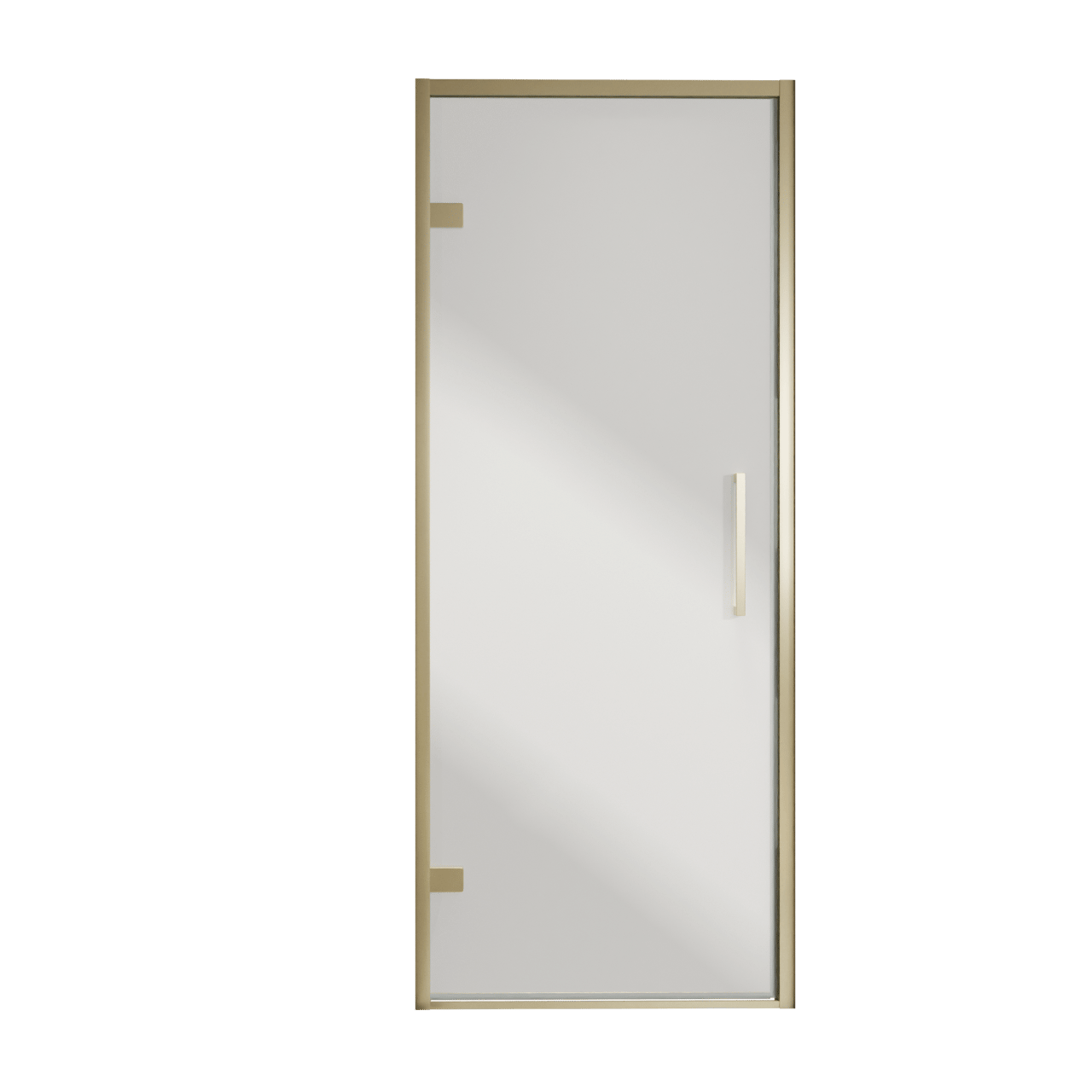 Balmani Senses Design porte pivotante à gauche 90 cm x 210 cm verre Miroir Reflex, Profil Brushed Champagne Gold, coating inclus