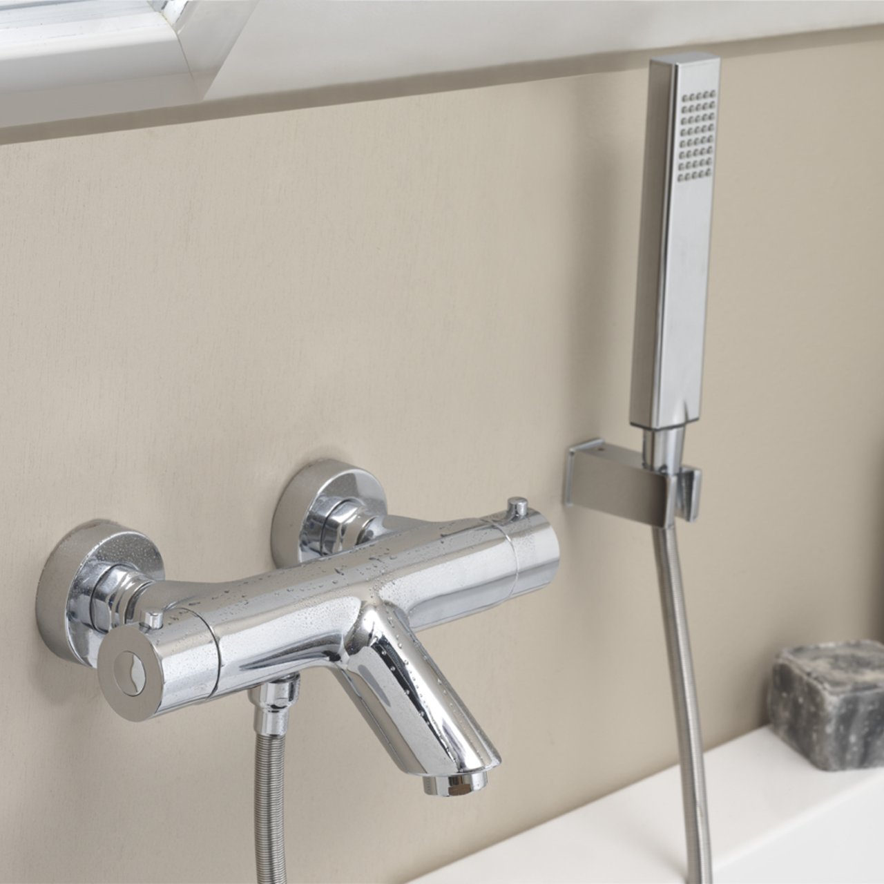 Blaufoss Titan thermostatische badkraan glanzend chroom