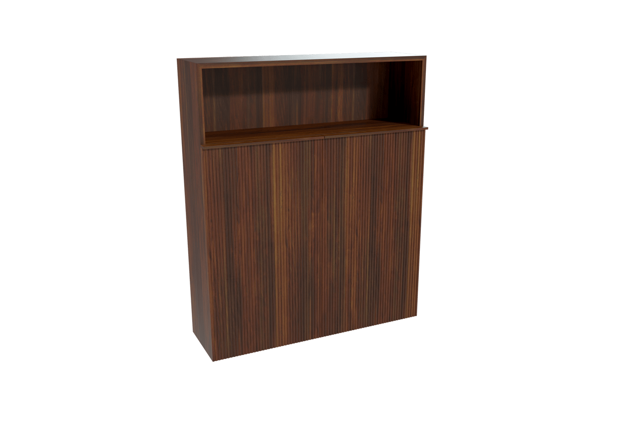 Balmani Forma zwevende badkamerkast Amerikaanse notelaar 100 x 30 x 120 cm vert. sym. groef