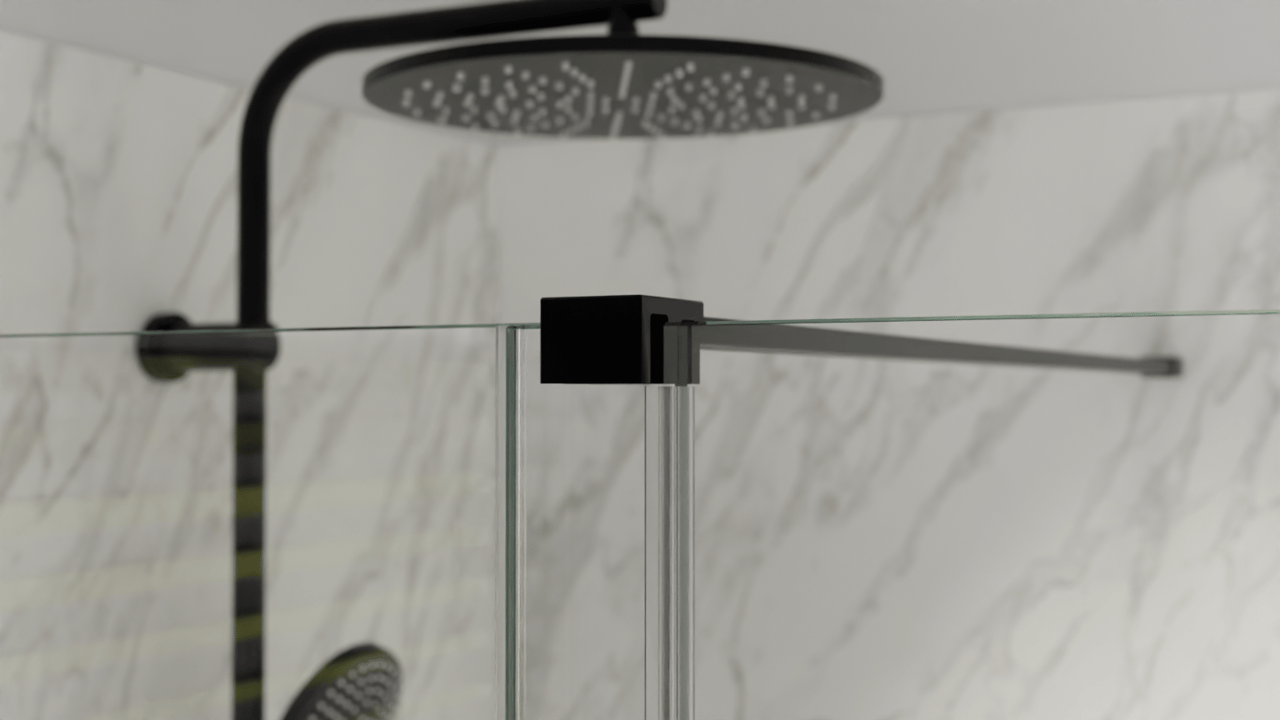 Balmani Move Slide  Walk-In-Dusche mit Schiebetür 140 x 200 cm Klarglas, inklusive Coating, matt schwarz Profil