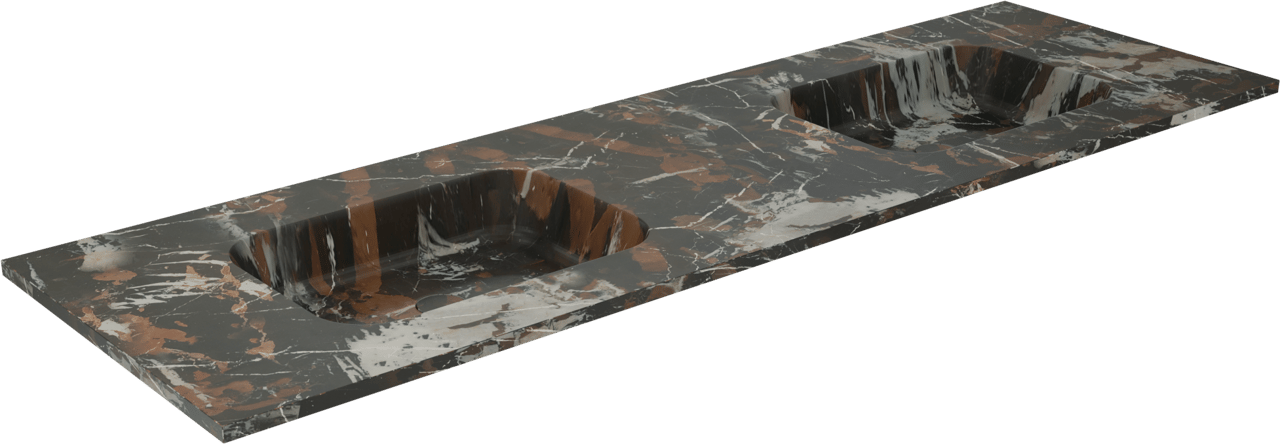 Balmani Tablo Arcato dubbele wastafel Portoro Gold marmer 180 x 55 cm