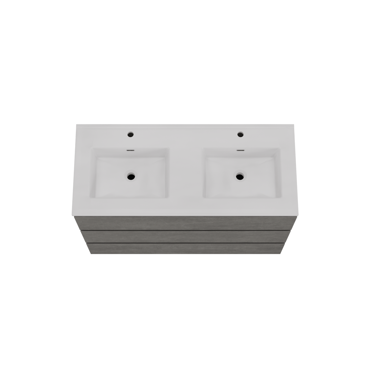 Storke Edge meuble salle de bains à poser 120 x 52 cm béton gris foncé avec Kera double vasque en céramique blanc mat