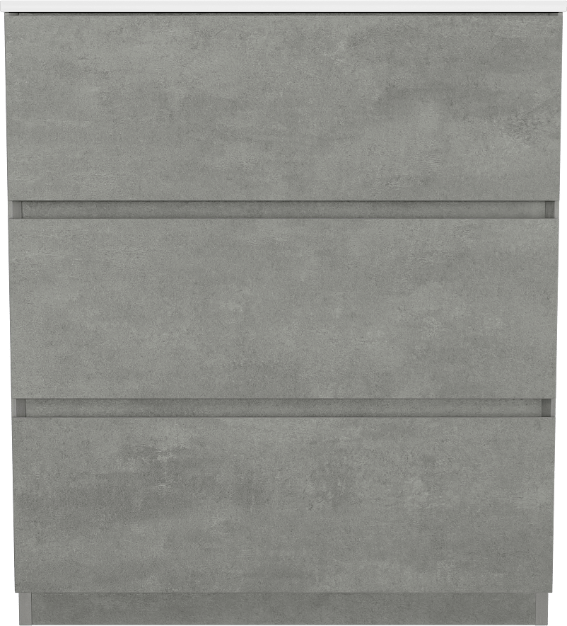 Storke Edge freistehendes Möbelstück Set: 75 x 52 cm, Beton dunkelgrau, mit Bilia Einzelwaschtisch, Marmorkomposit Weiß glänzend