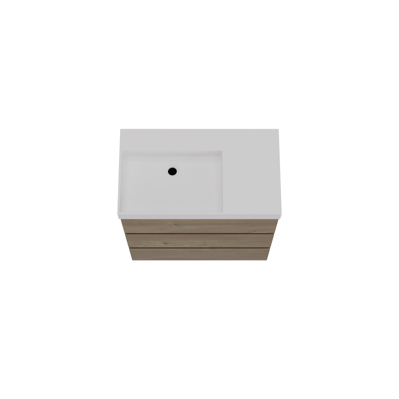 Storke Edge freistehendes Möbelstück Set: 80 x 46 cm, Rohe Eiche, mit Jura Waschtisch links, Solid Surface Weiß matt