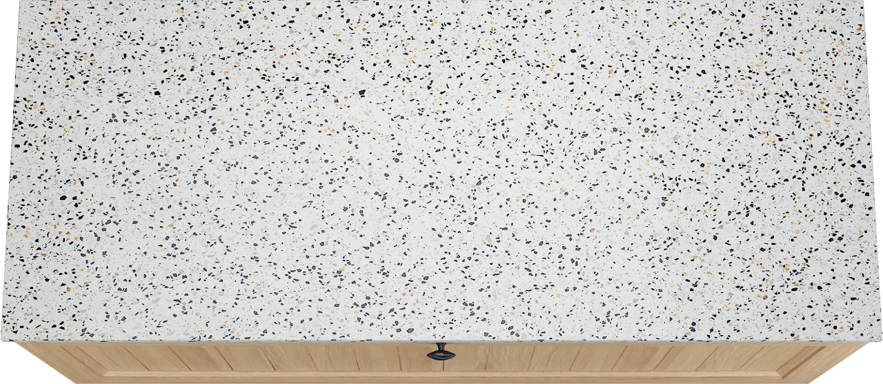 Balmani Lemon meuble salle de bains suspendu 135 x 55 cm, placage chêne naturel avec Stretto tablette simple ou double en blanc/noir mat terrazzo