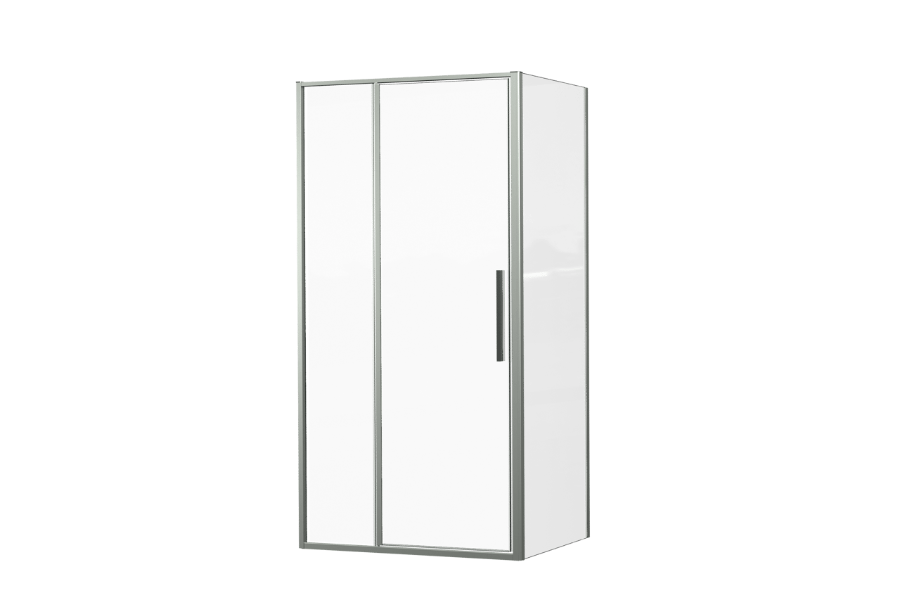 Luca Varess Morano douchehoek met draaideur en 2 vaste zijwanden 100 x 80 cm helder glas glanzend chroom profiel