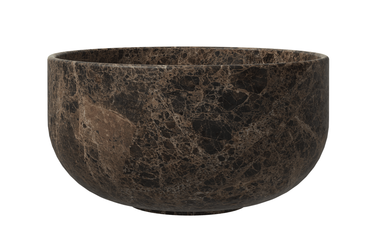 Balmani Bowl Aufsatzwaschbecken: Marmor Dark Emperador, rund, Ø 24 cm