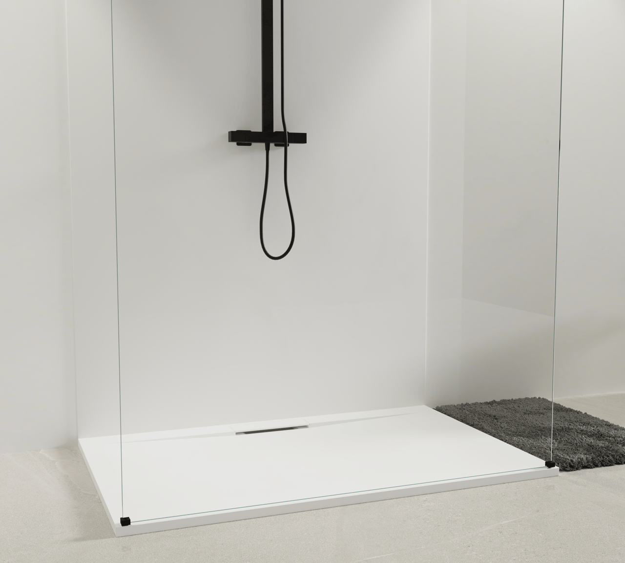 Balmani Dolce Duschwanne: 140 x 90 cm, Solid Surface, Weiß matt
