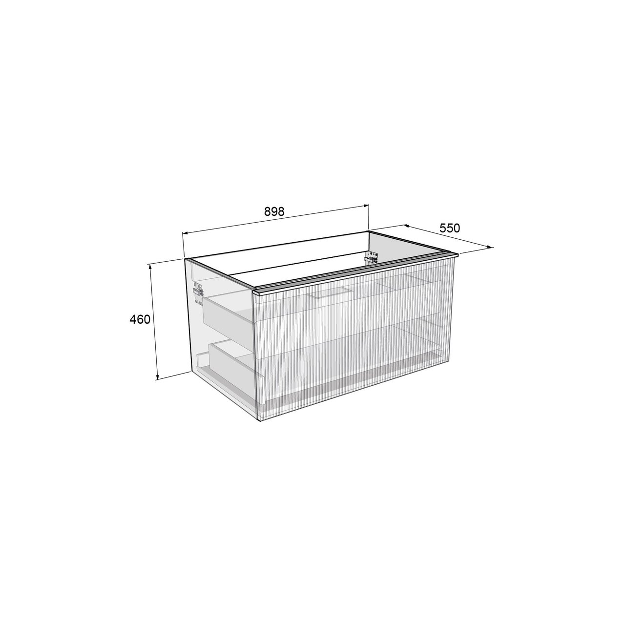 Balmani Forma zwevende wastafelonderkast 90 x 55 cm zwart eiken 2 lades vert. sym. groef