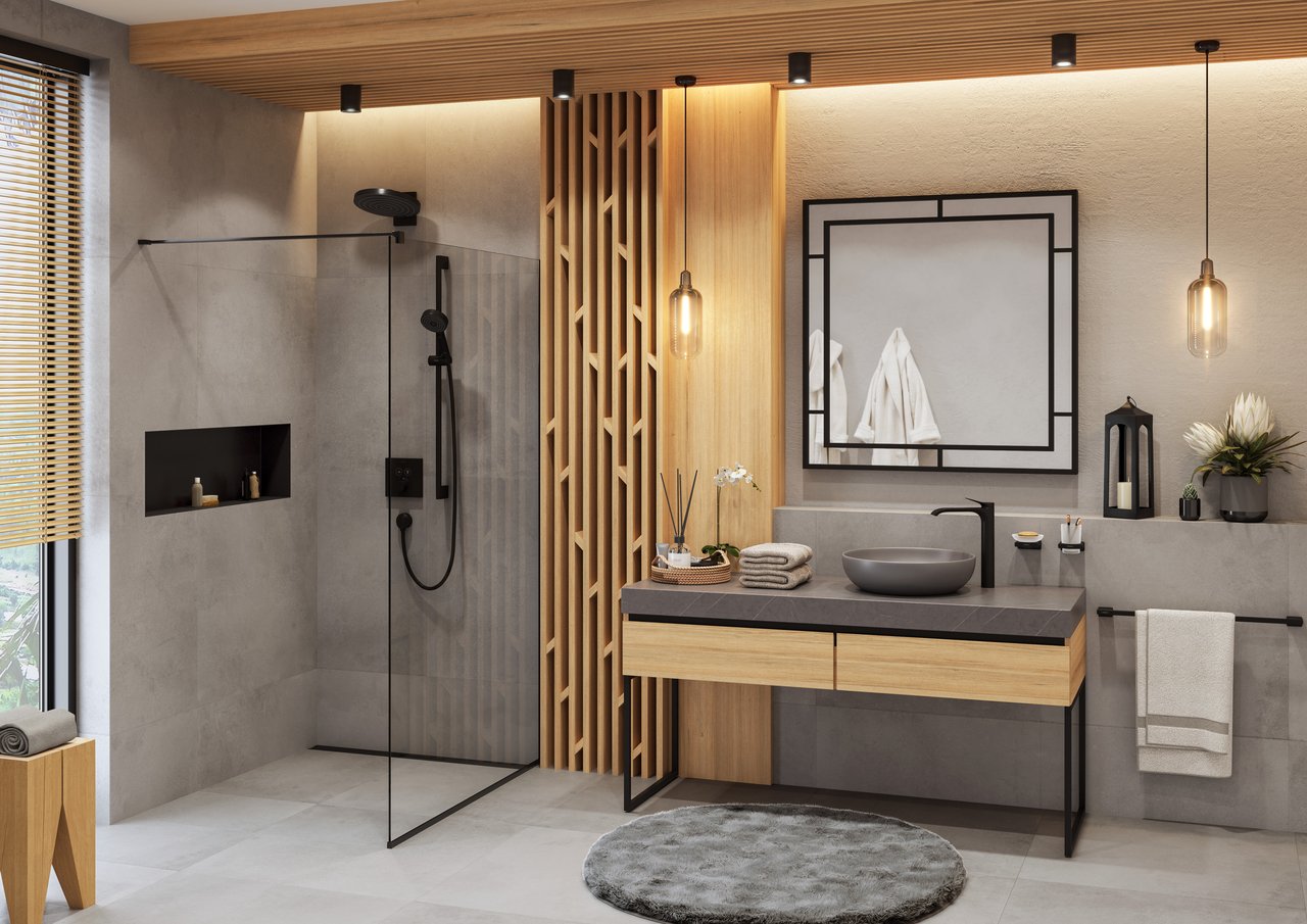 Hansgrohe XtraStoris Einbaunischen schwarz matt