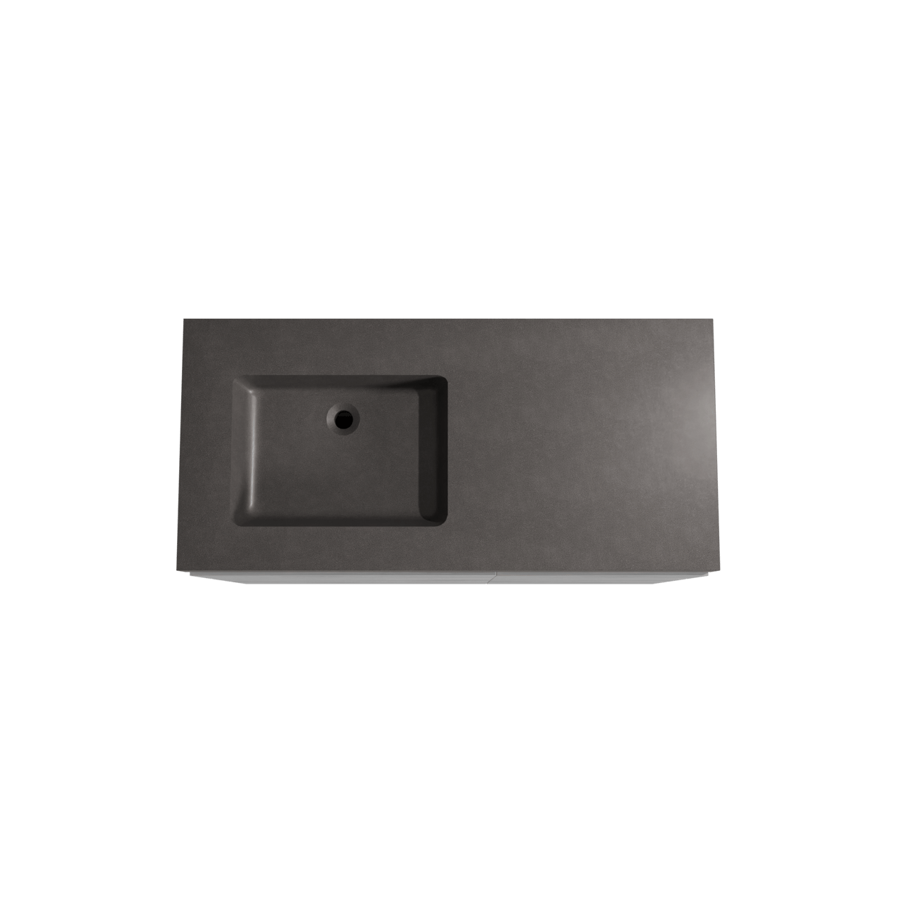 Storke Edge staand badkamermeubel 110 x 52 cm beton donkergrijs met Scuro High asymmetrisch linkse wastafel in kwarts mat zwart