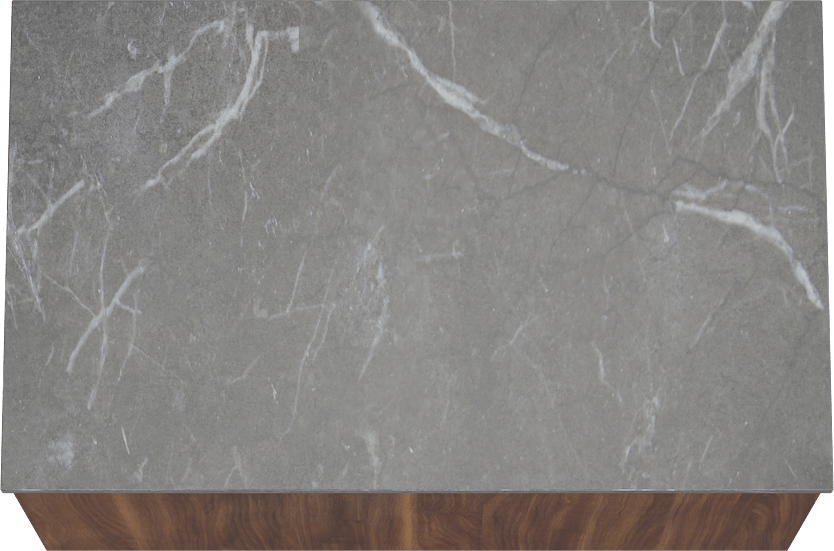 Balmani Sfera by Lucida meuble salle de bains suspendu 90 x 55 cm noyer américain avec Stretto tablette simple en marbre pietra grey